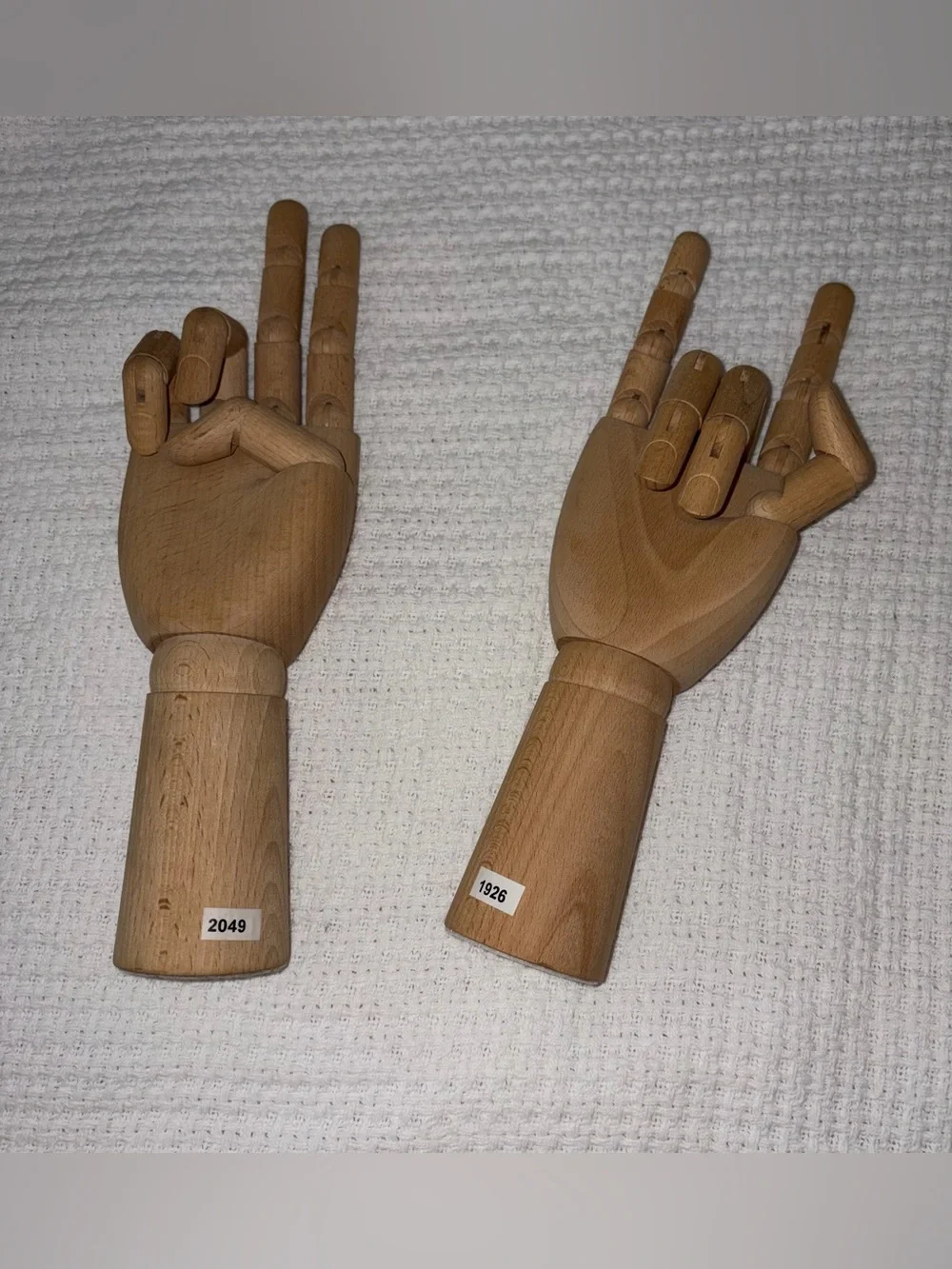 Set of 2 Wooden Articulated IKEA Hand Display - Natural Wood HANDSKALAD